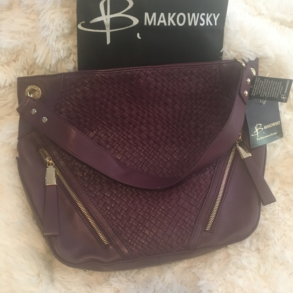 COPY - Handbag/ B. Makowsky Plum Leather Bag